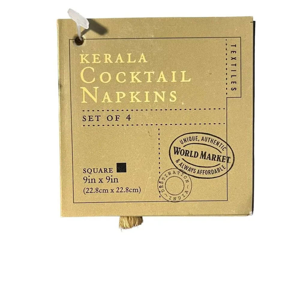 Cocktail Napkins‎ Cloth Hand Crafted Kerala 100% Cotton Indigenous Livestock
